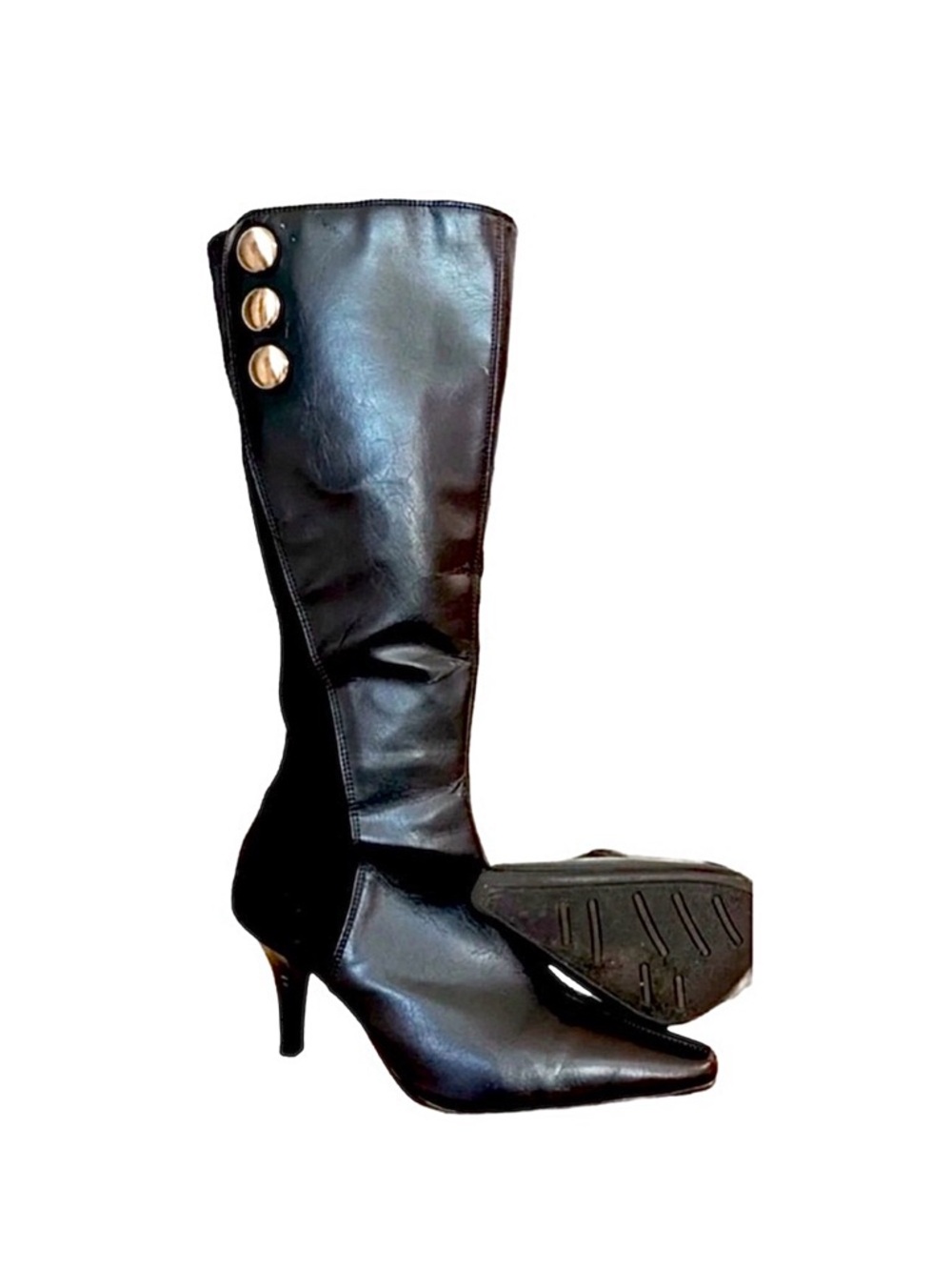 PREDICTIONS ~ Women’s faux leather and stretch nylon 3-inches heel boots size 6